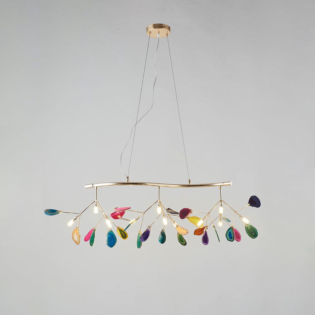 Agate Flake Chandelier | Natural Agate & Metal | Gold Finish