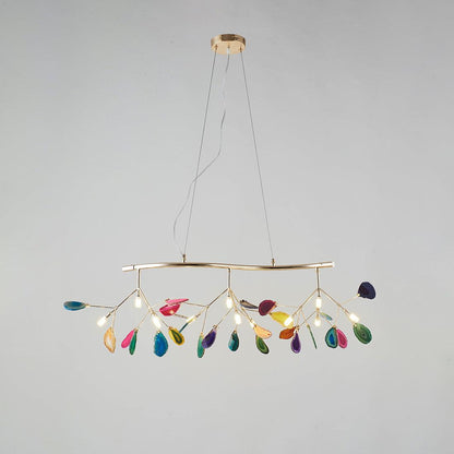 Agate Flake Chandelier | Natural Agate & Metal | Gold Finish