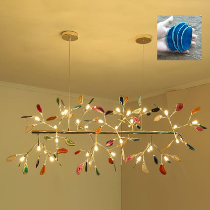 Agate Flake Chandelier | Natural Agate & Metal | Gold Finish