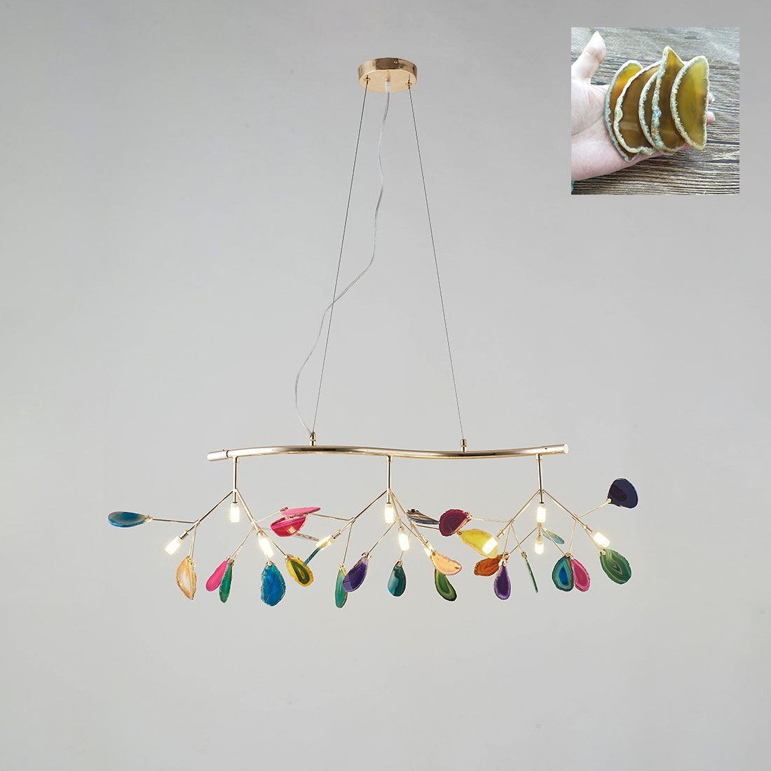 Agate Flake Chandelier | Natural Agate & Metal | Gold Finish