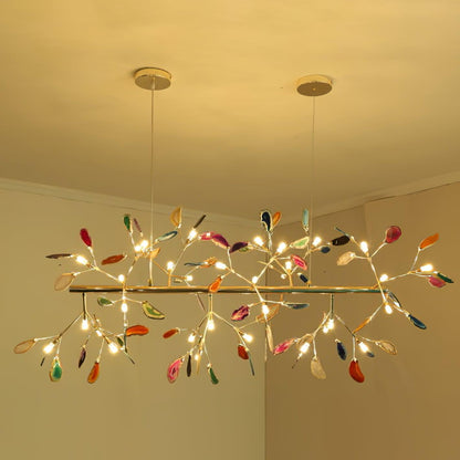 Agate Flake Chandelier | Natural Agate & Metal | Gold Finish