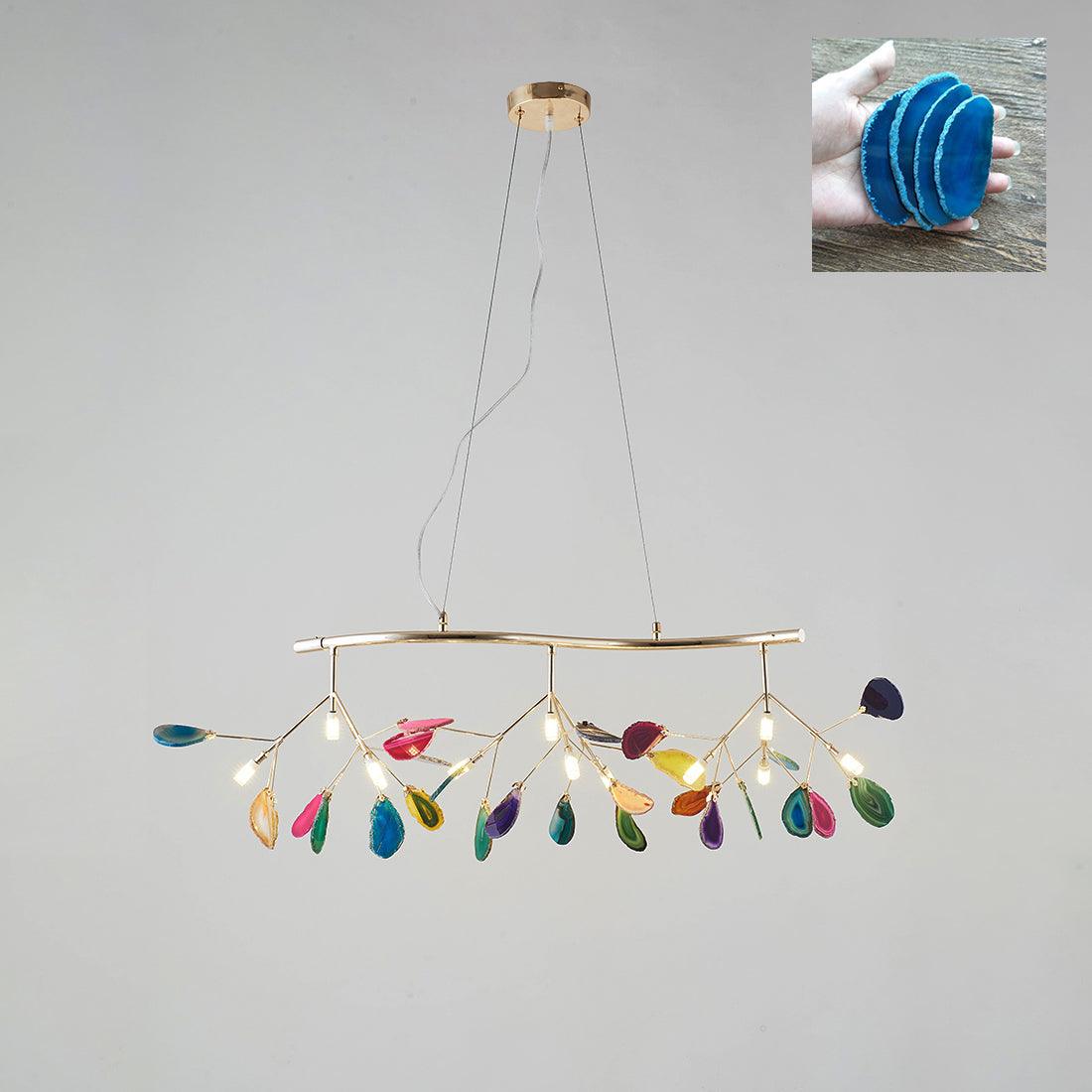 Agate Flake Chandelier | Natural Agate & Metal | Gold Finish