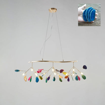 Agate Flake Chandelier | Natural Agate & Metal | Gold Finish