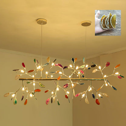 Agate Flake Chandelier | Natural Agate & Metal | Gold Finish