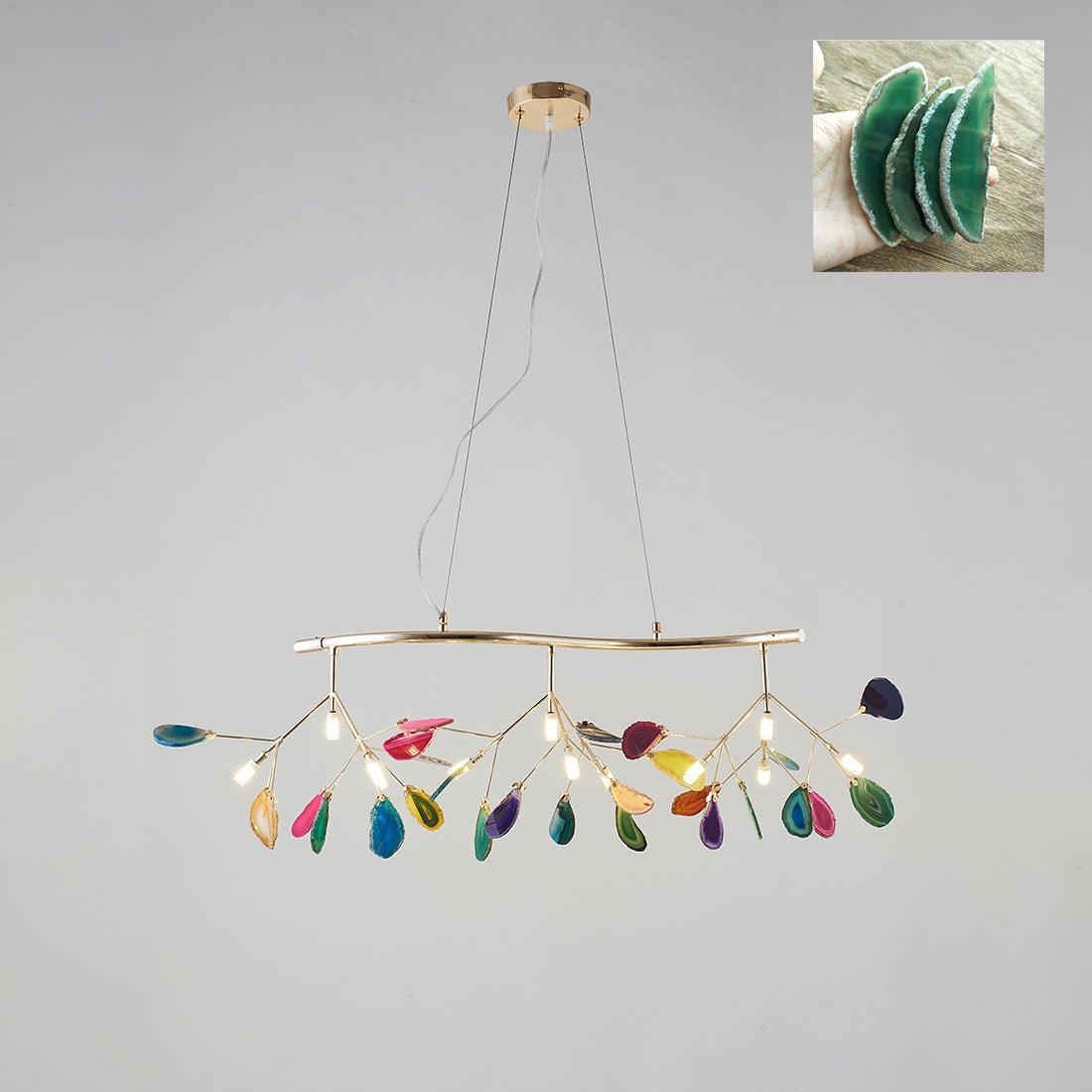 Agate Flake Chandelier | Natural Agate & Metal | Gold Finish