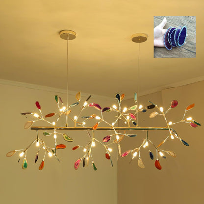 Agate Flake Chandelier | Natural Agate & Metal | Gold Finish