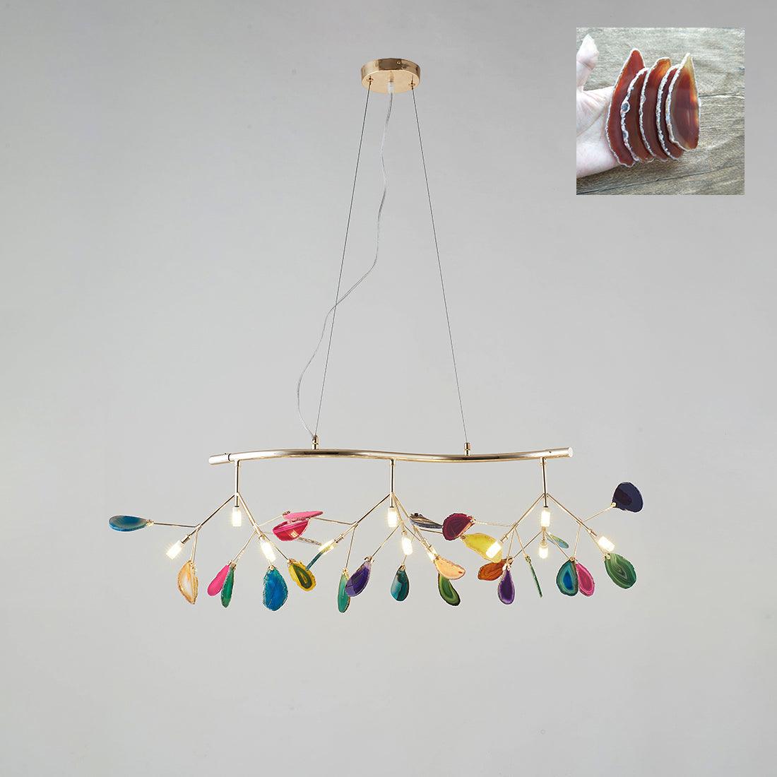 Agate Flake Chandelier | Natural Agate & Metal | Gold Finish