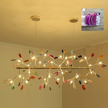 Agate Flake Chandelier | Natural Agate & Metal | Gold Finish