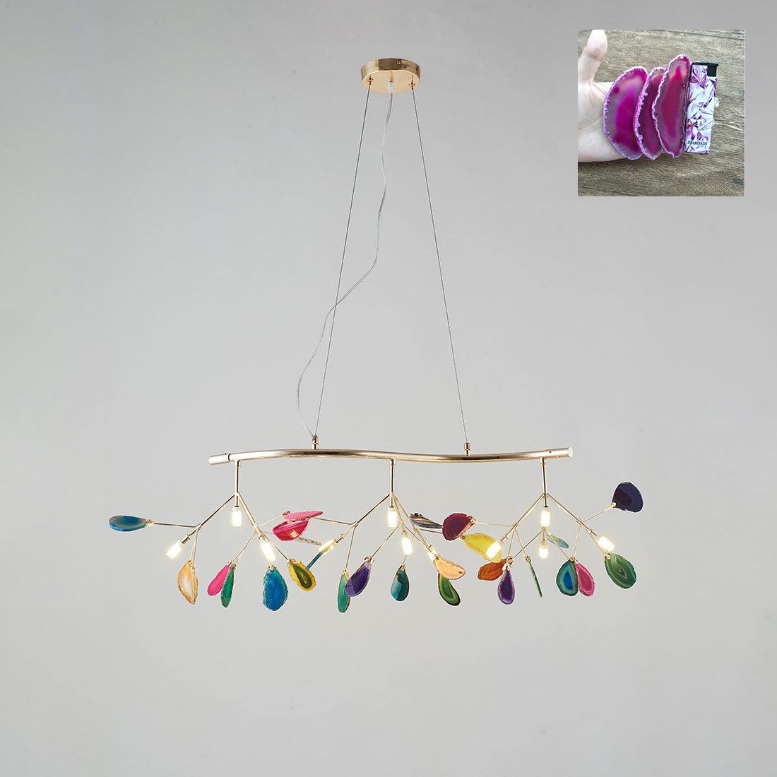Agate Flake Chandelier | Natural Agate & Metal | Gold Finish