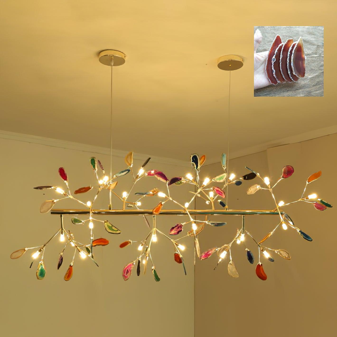 Agate Flake Chandelier | Natural Agate & Metal | Gold Finish