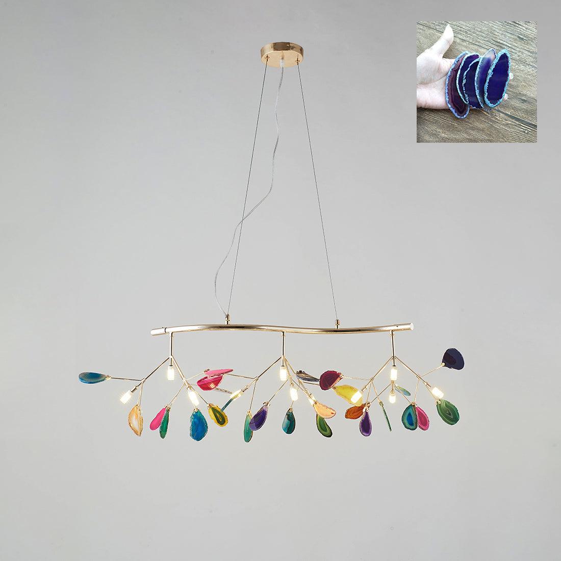 Agate Flake Chandelier | Natural Agate & Metal | Gold Finish