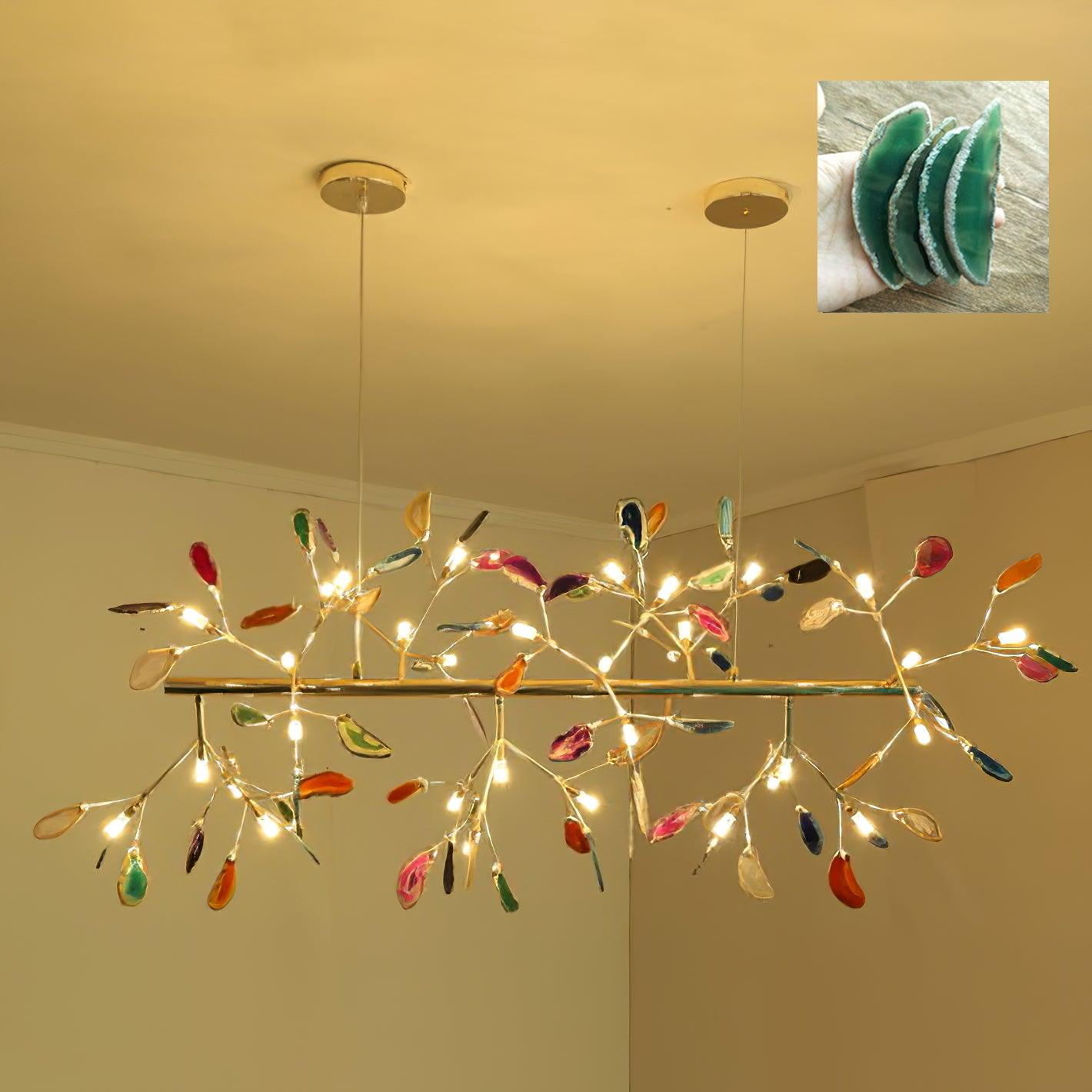 Agate Flake Chandelier | Natural Agate & Metal | Gold Finish