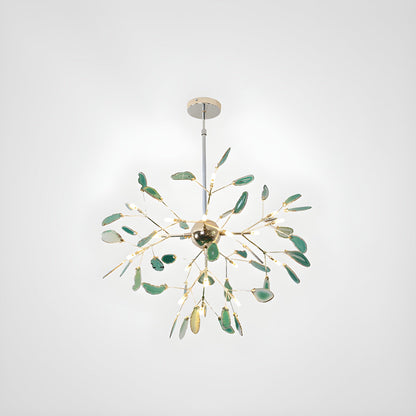 Agate Flake Chandelier | Natural Agate & Metal | Gold Finish
