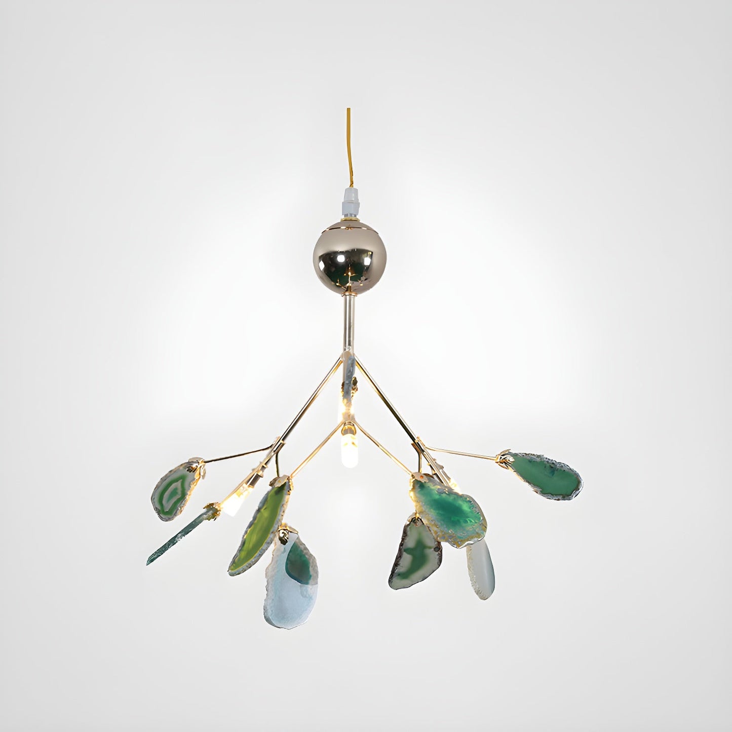 Agate Flake Chandelier | Natural Agate & Metal | Gold Finish