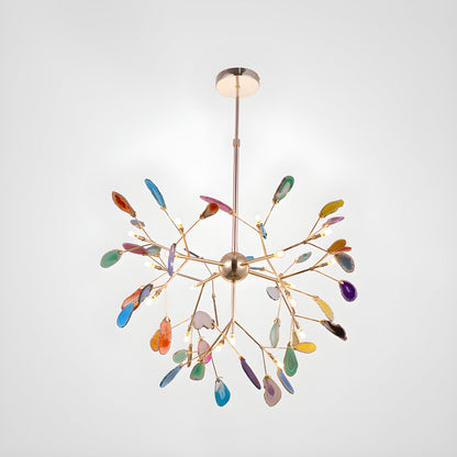 Agate Flake Chandelier | Natural Agate & Metal | Gold Finish