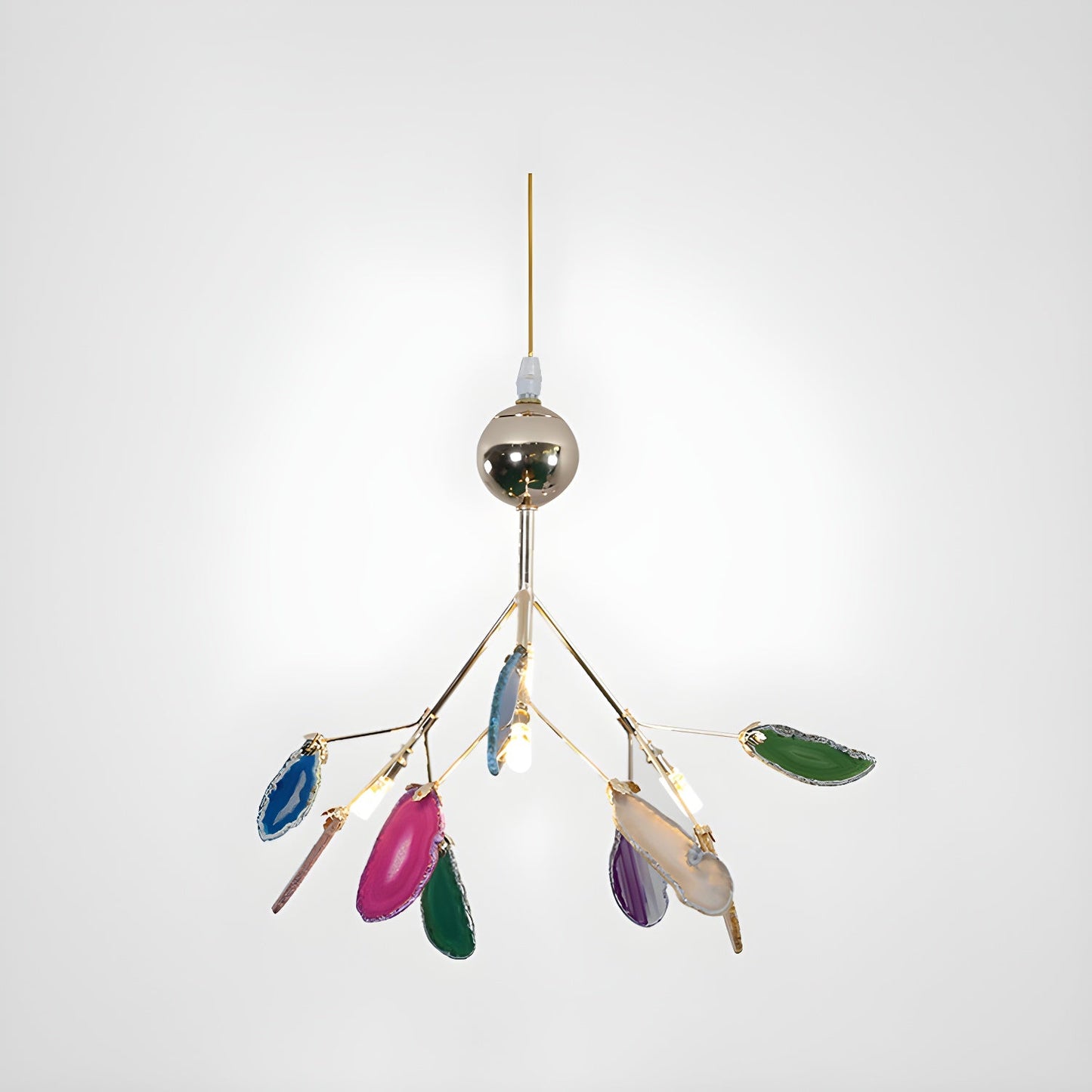 Agate Flake Chandelier | Natural Agate & Metal | Gold Finish