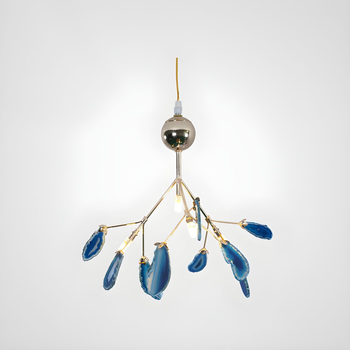 Agate Flake Chandelier | Natural Agate & Metal | Gold Finish