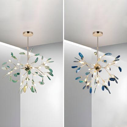 Agate Flake Chandelier | Natural Agate & Metal | Gold Finish