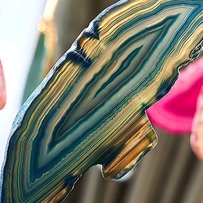 Agate Flake Chandelier | Natural Agate & Metal | Gold Finish