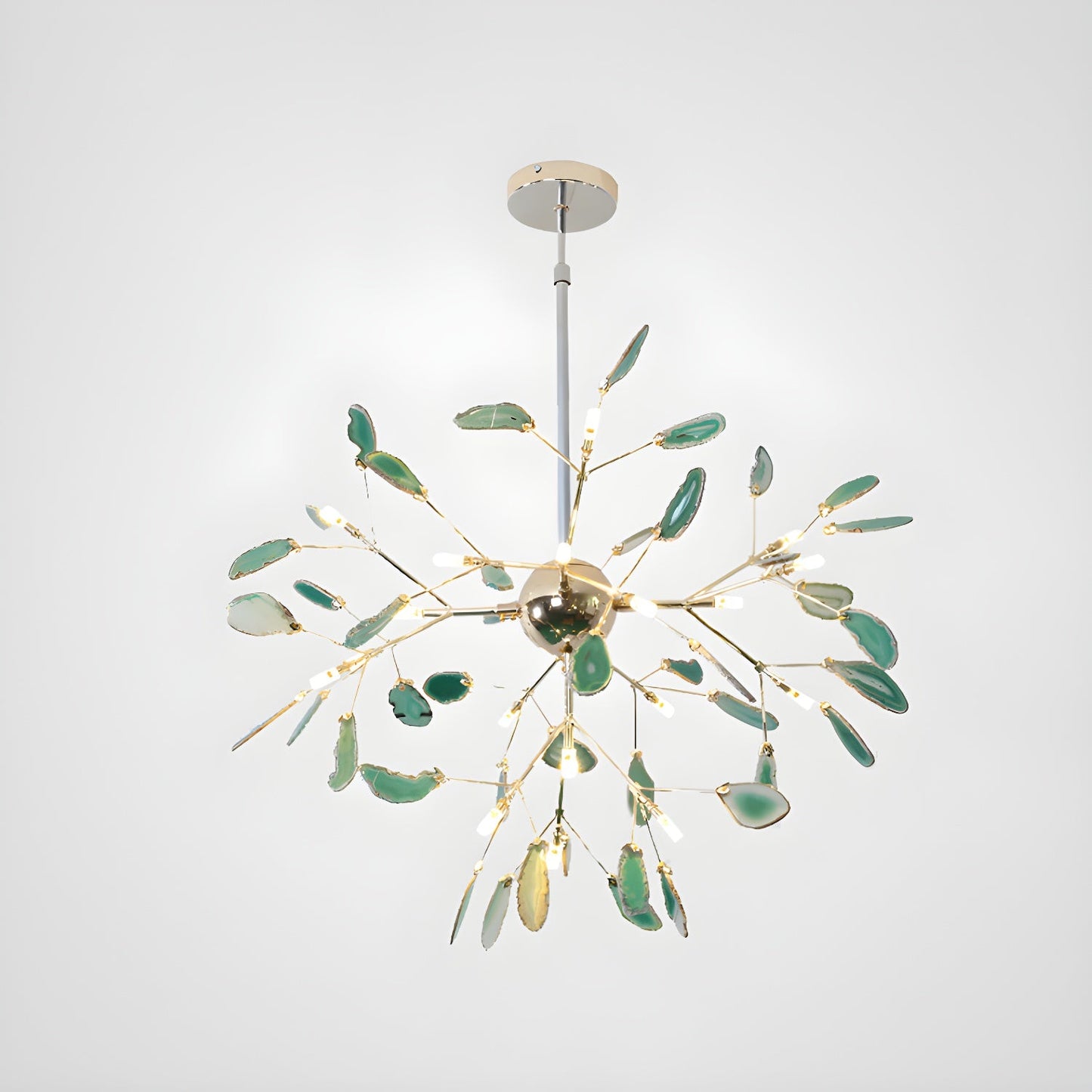 Agate Flake Chandelier | Natural Agate & Metal | Gold Finish
