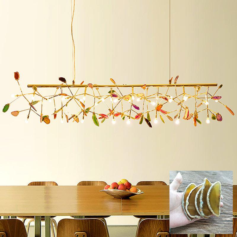 Agate Flake Chandelier | Natural Agate & Metal | Gold Finish