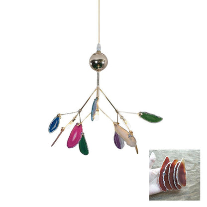 Agate Flake Chandelier | Natural Agate & Metal | Gold Finish