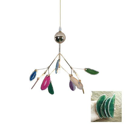 Agate Flake Chandelier | Natural Agate & Metal | Gold Finish