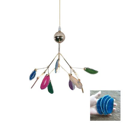 Agate Flake Chandelier | Natural Agate & Metal | Gold Finish