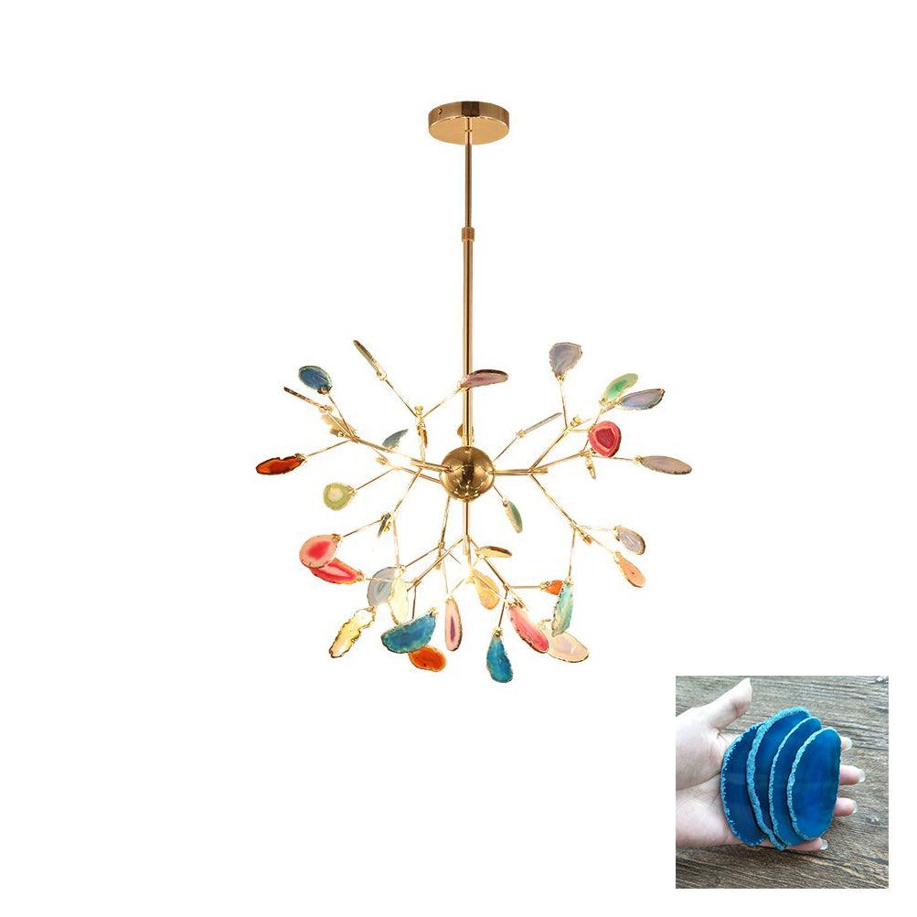Agate Flake Chandelier | Natural Agate & Metal | Gold Finish