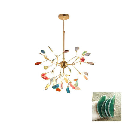 Agate Flake Chandelier | Natural Agate & Metal | Gold Finish