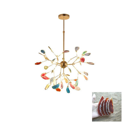 Agate Flake Chandelier | Natural Agate & Metal | Gold Finish