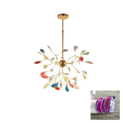 Agate Flake Chandelier | Natural Agate & Metal | Gold Finish