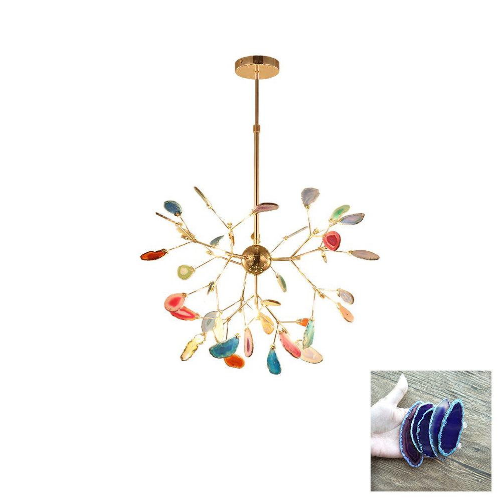Agate Flake Chandelier | Natural Agate & Metal | Gold Finish