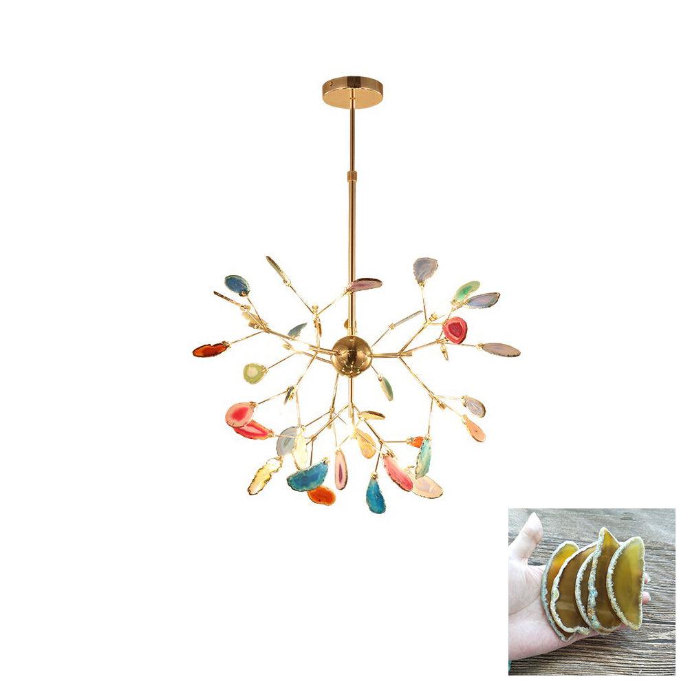 Agate Flake Chandelier | Natural Agate & Metal | Gold Finish