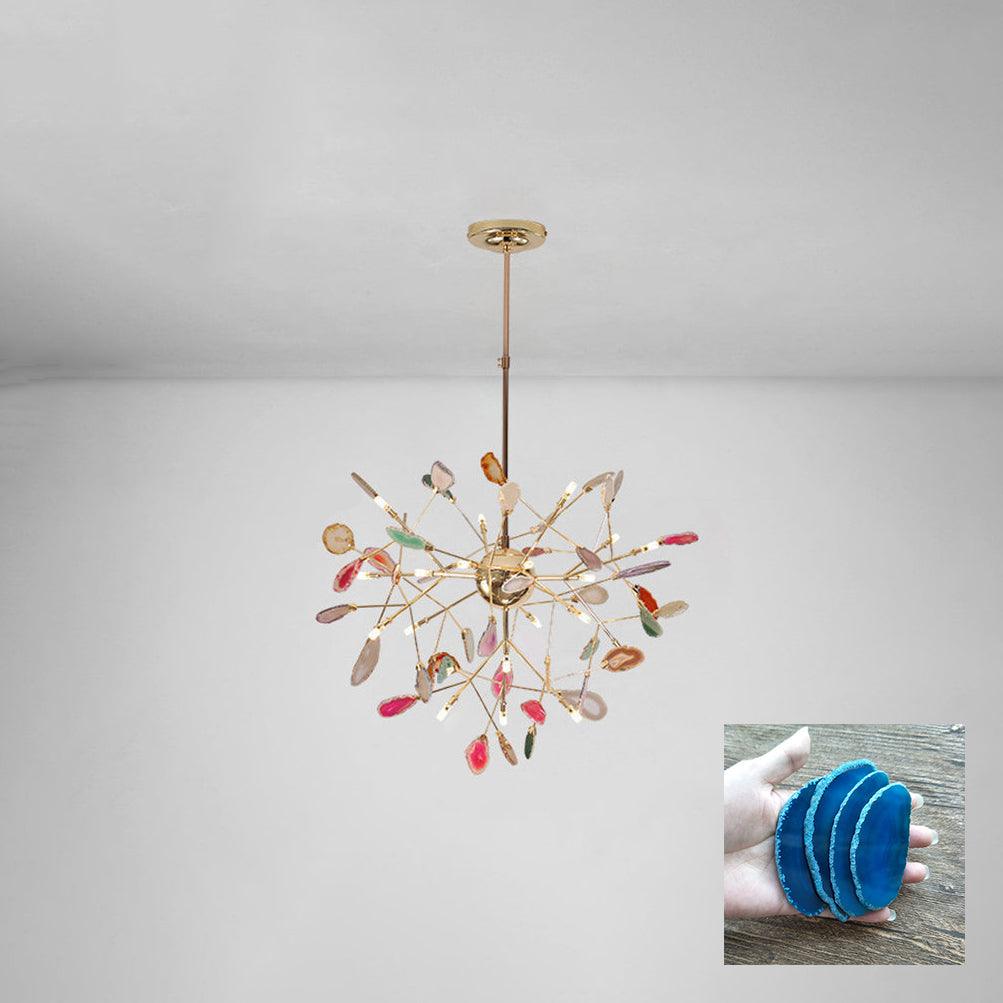 Agate Flake Chandelier | Natural Agate & Metal | Gold Finish