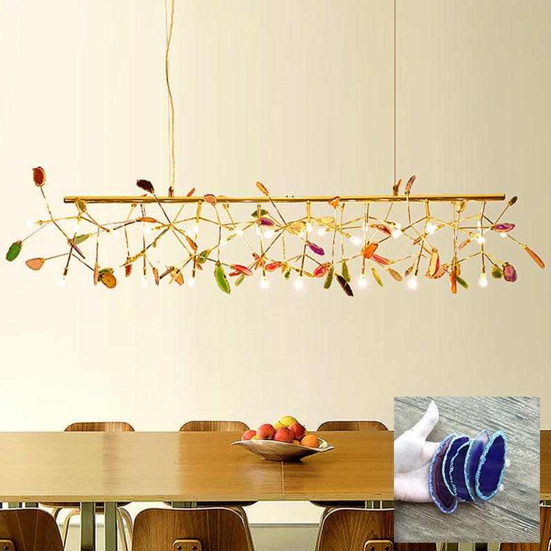 Agate Flake Chandelier | Natural Agate & Metal | Gold Finish
