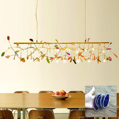 Agate Flake Chandelier | Natural Agate & Metal | Gold Finish