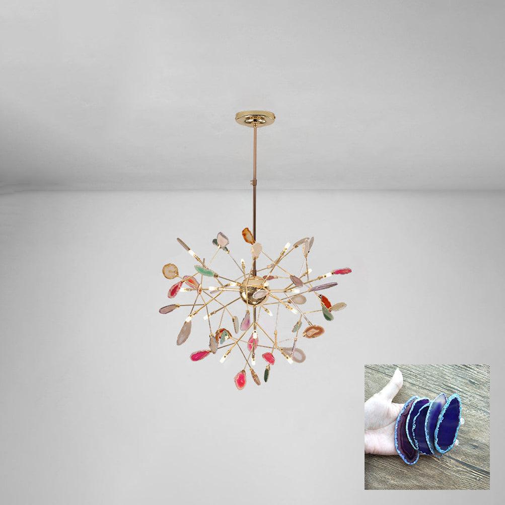 Agate Flake Chandelier | Natural Agate & Metal | Gold Finish