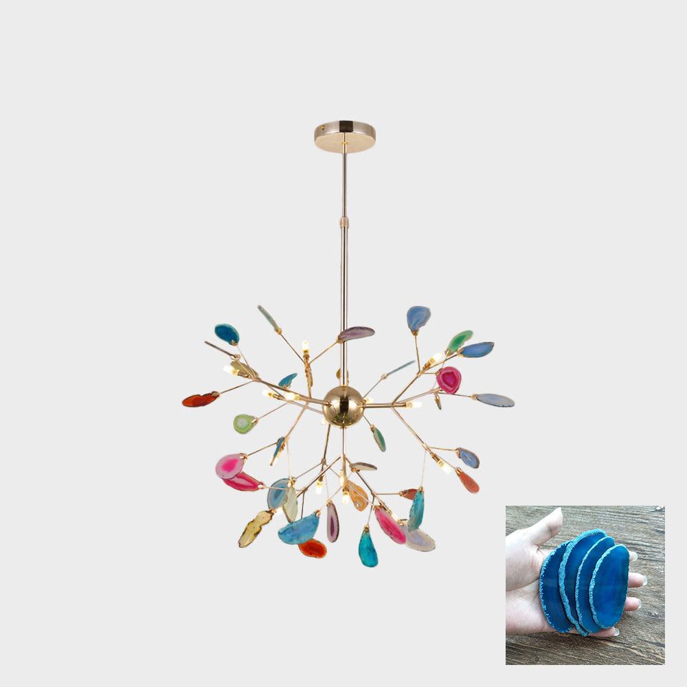 Agate Flake Chandelier | Natural Agate & Metal | Gold Finish