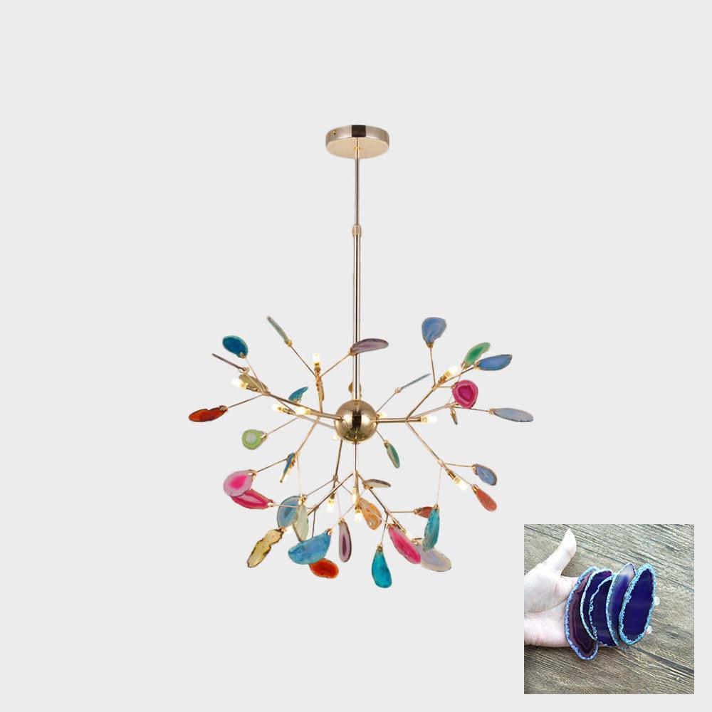 Agate Flake Chandelier | Natural Agate & Metal | Gold Finish