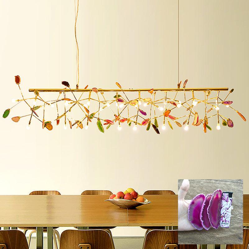 Agate Flake Chandelier | Natural Agate & Metal | Gold Finish