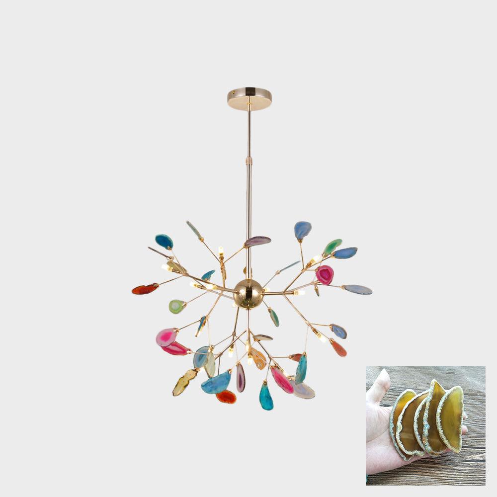 Agate Flake Chandelier | Natural Agate & Metal | Gold Finish