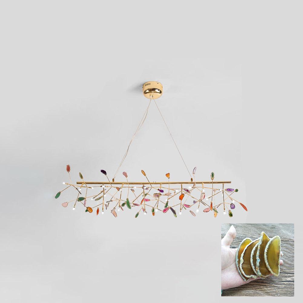 Agate Flake Chandelier | Natural Agate & Metal | Gold Finish