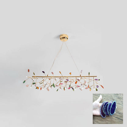 Agate Flake Chandelier | Natural Agate & Metal | Gold Finish