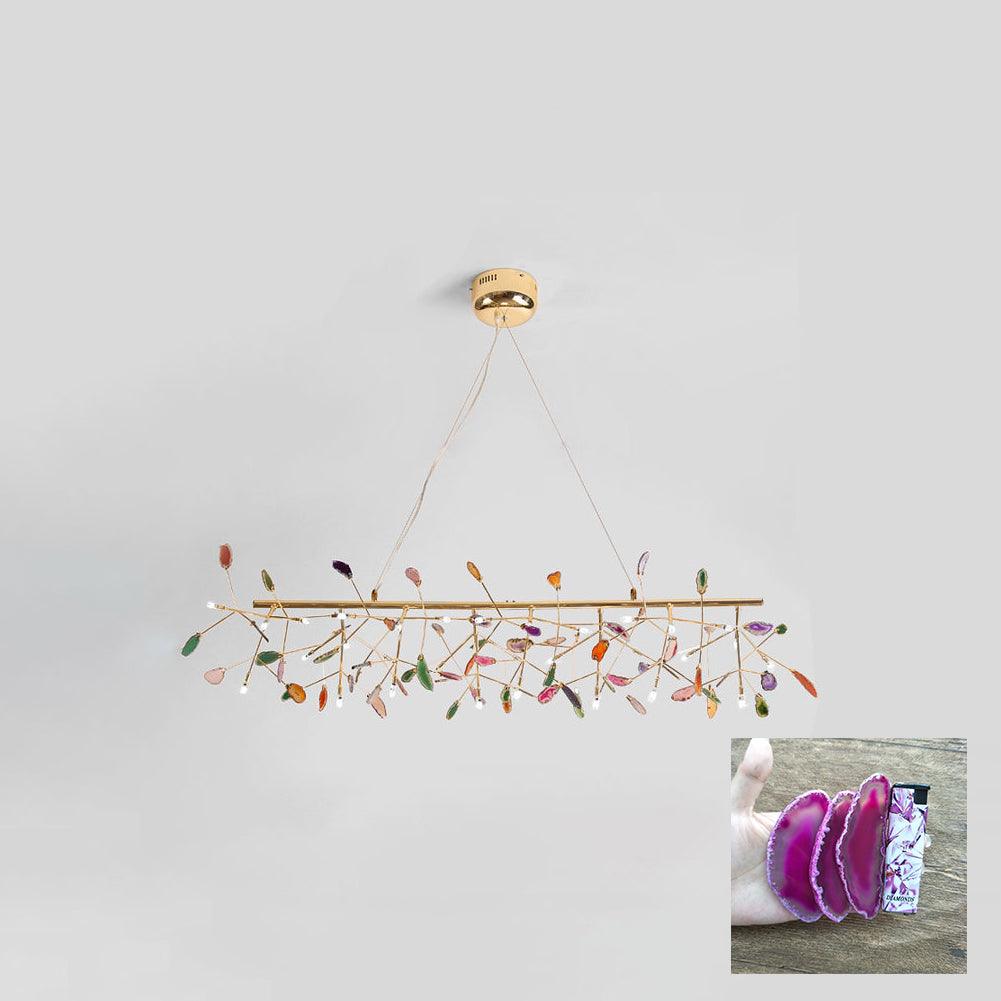 Agate Flake Chandelier | Natural Agate & Metal | Gold Finish