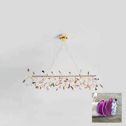 Agate Flake Chandelier | Natural Agate & Metal | Gold Finish