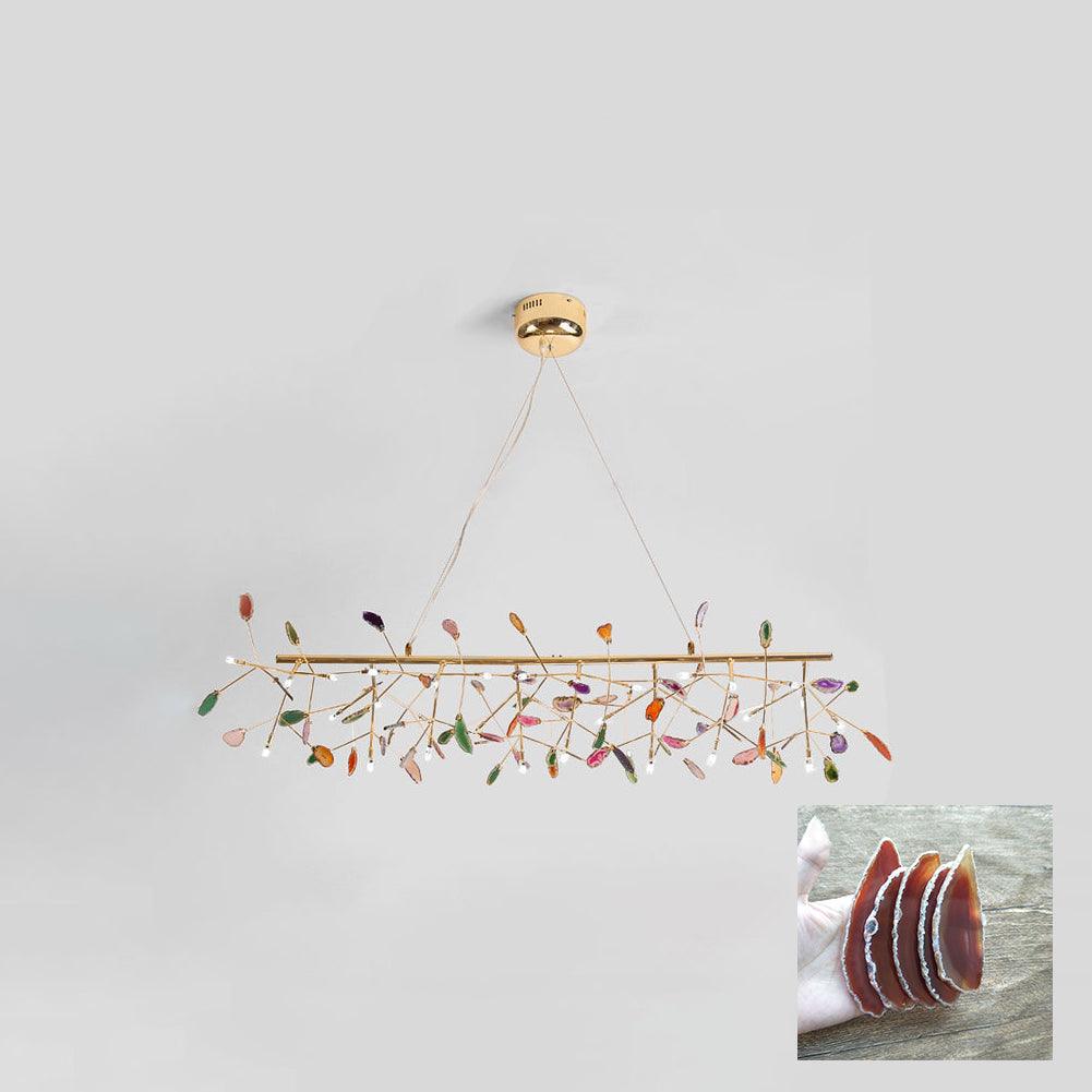 Agate Flake Chandelier | Natural Agate & Metal | Gold Finish