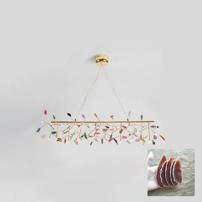 Agate Flake Chandelier | Natural Agate & Metal | Gold Finish