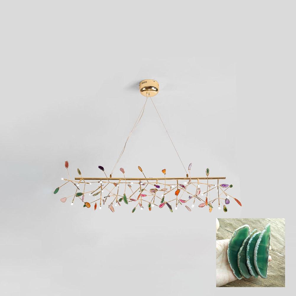 Agate Flake Chandelier | Natural Agate & Metal | Gold Finish