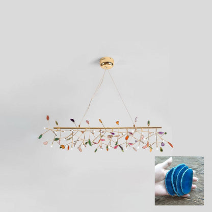 Agate Flake Chandelier | Natural Agate & Metal | Gold Finish